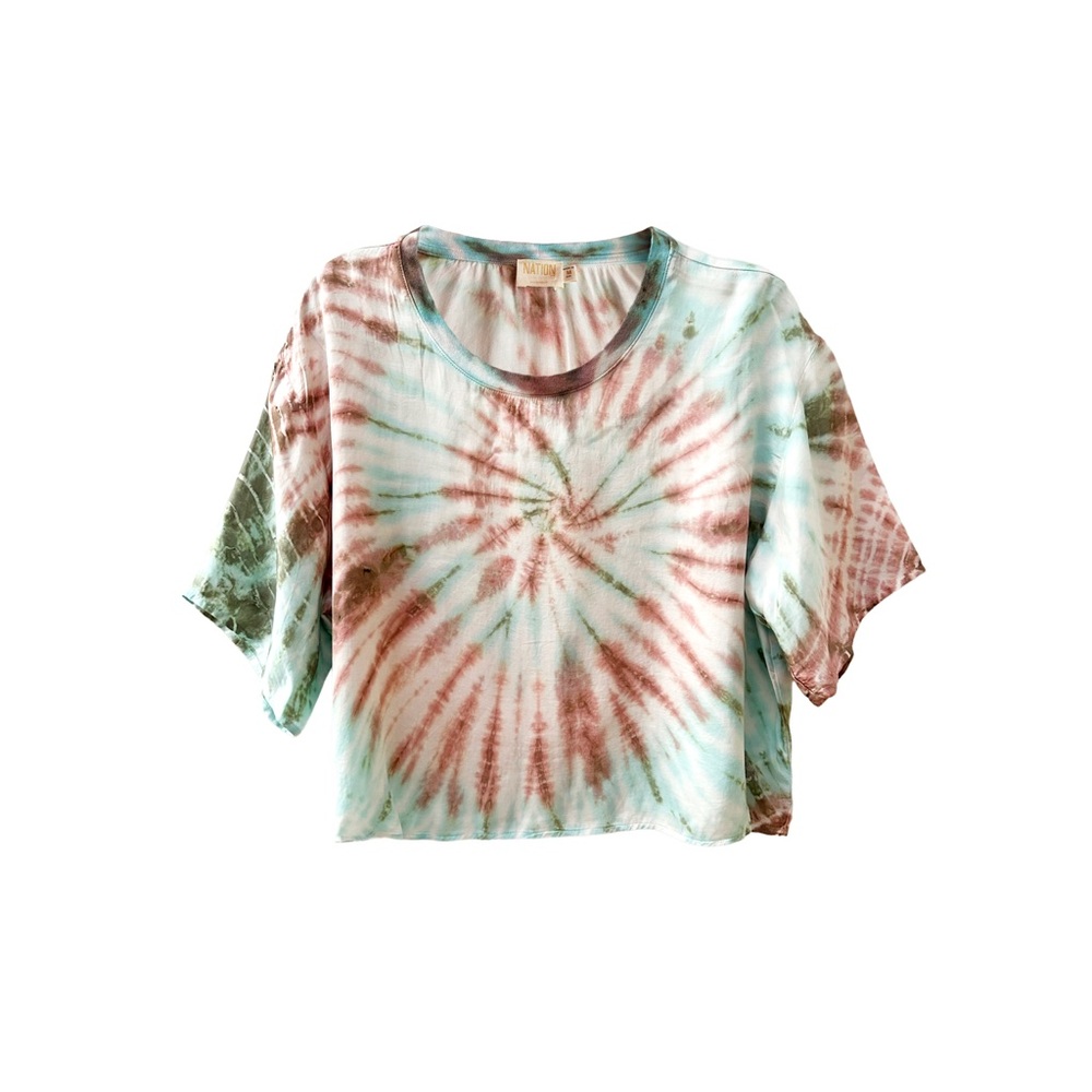 Nation LTD Spiral Tie-Dye Tee - Green and Brown